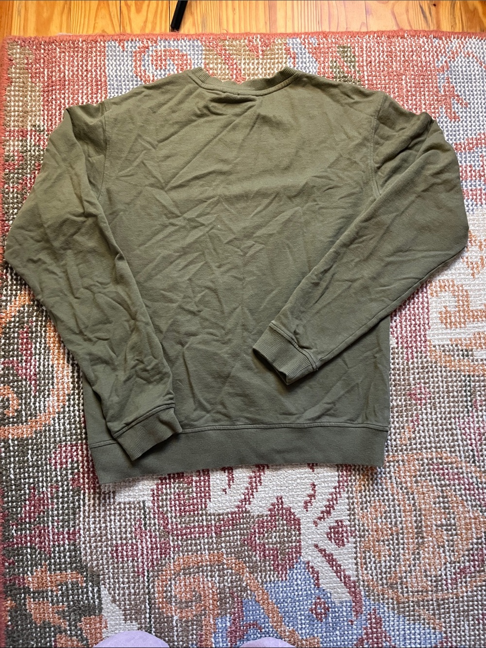 Fjällräven Vardag Sweater Men’s Small Green Organic Cotton Logo Patch Crewneck - Picture 10 of 10